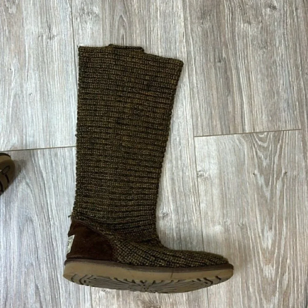 Ugg Brown classic cardy button sweater boots size 6